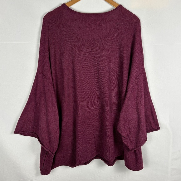Pure Jill Kimono Cotton Sweater Tunic Top XL Burgundy Oversize Lagenlook Pocket - Picture 4 of 11
